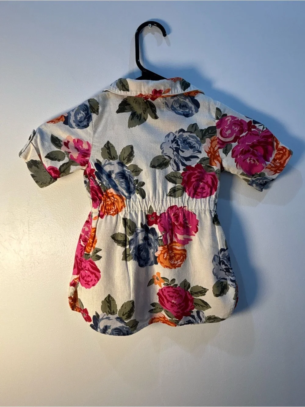 Old Navy Dress 18-24M Girls Floral Shirt Dress Beige Pink Blue Cottagecore